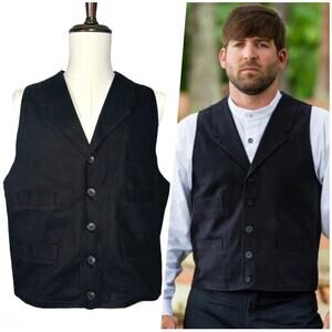 Frontier Classics | Men | Black Old West Cinch Canvas Gunfighter Vest | Large